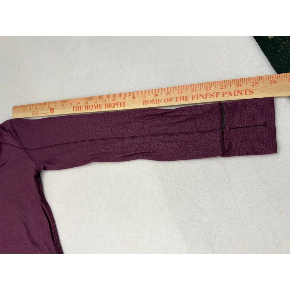 Lululemon Womens L Race Me Long Sleeve Top Heathered Plum V-Neck Athletic Yoga